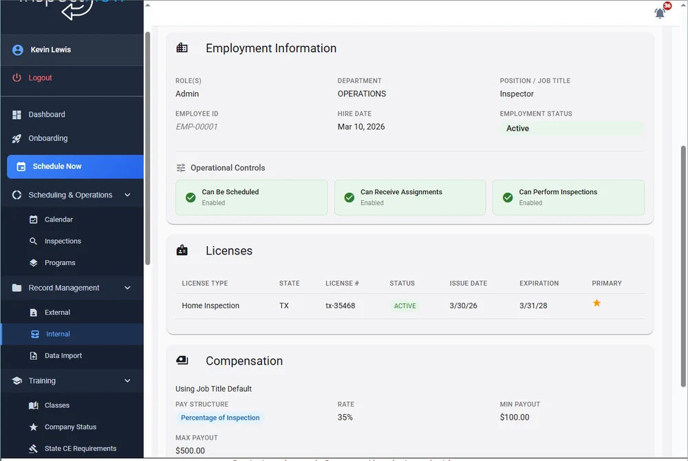 Staff, Assets & Compliance in InspectFlow