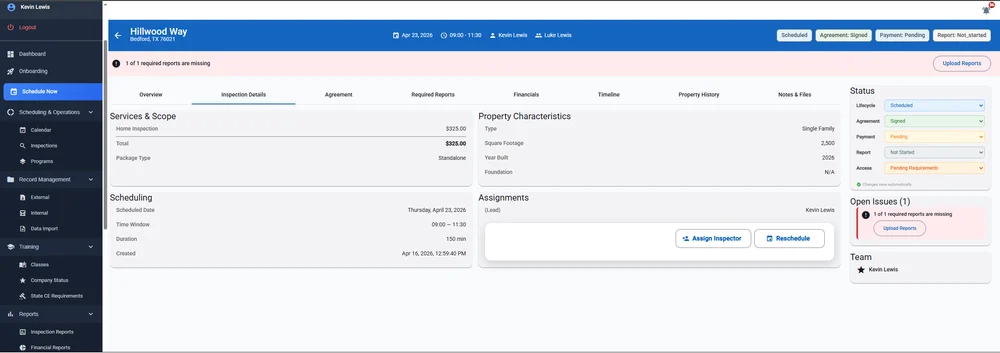 Inspection Workspace in InspectFlow